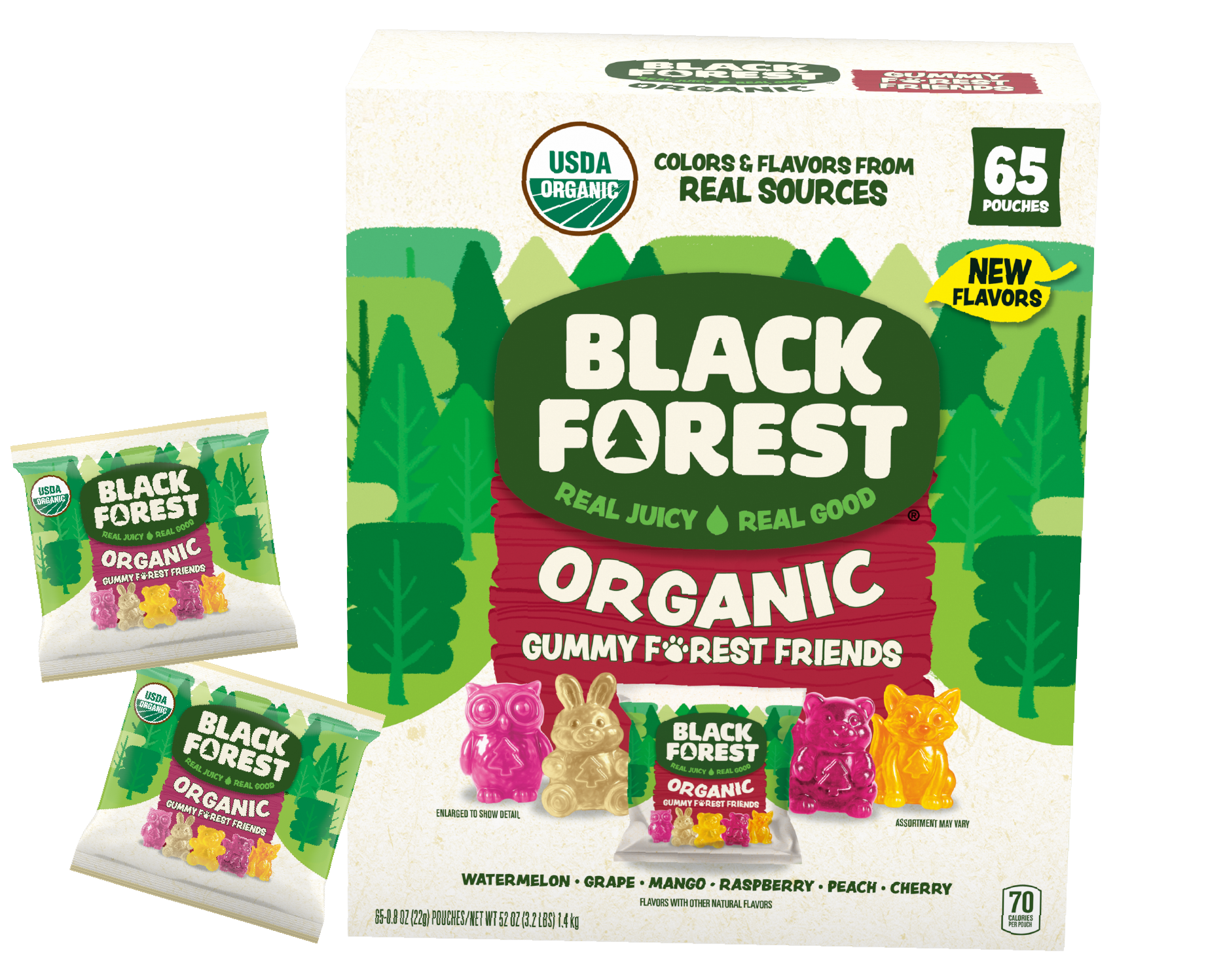 Funables fruity snacks packaging showing assorted fruit snack bags