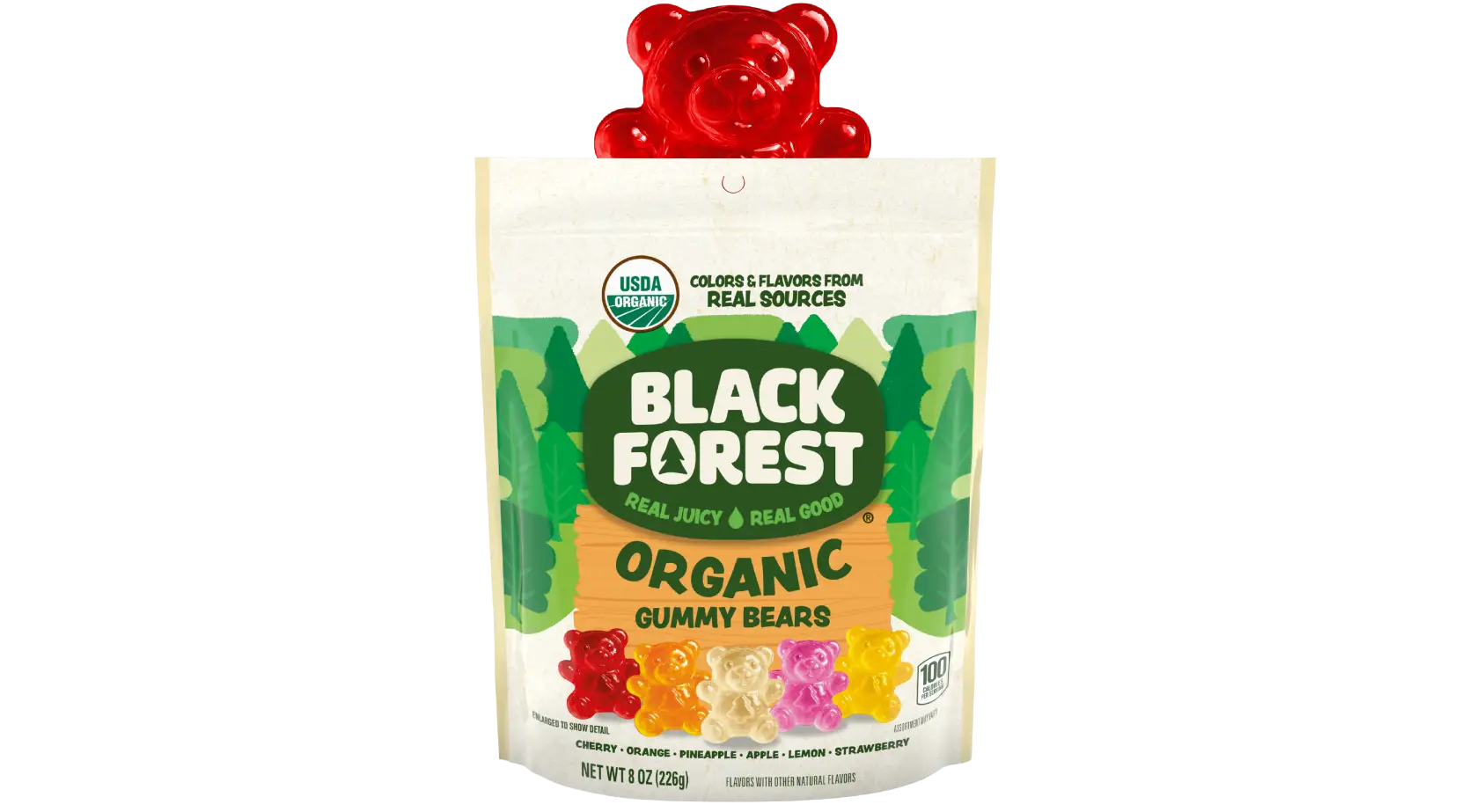 Organic gummy bears product packaging